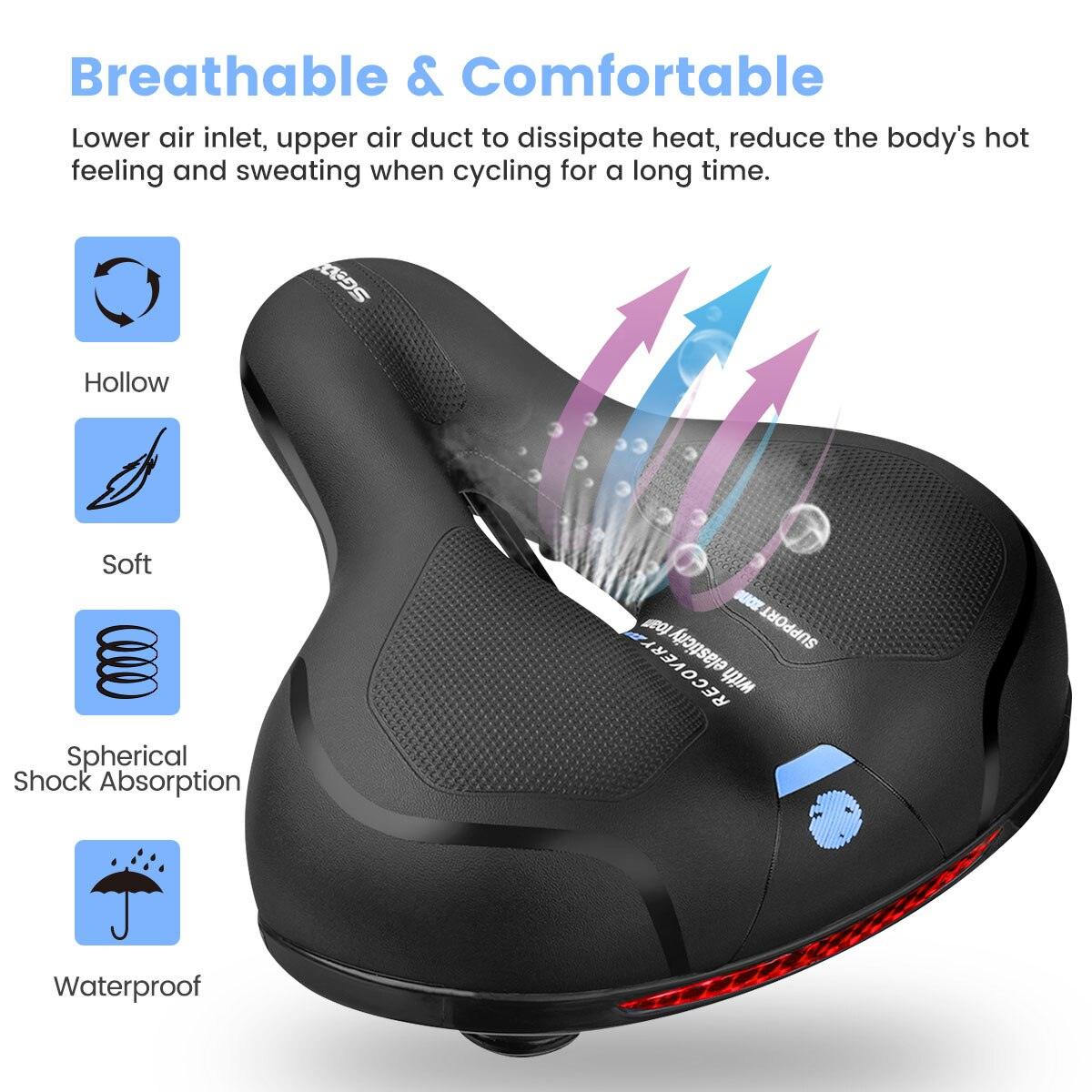 Unisex Soft Rubber Bike Saddle Dual Shock Absorbing Mountain Bicycle Cushion Pad Breathable Comfortable Bike Seat Cushion Bicycle Seat For Men Women With Dual Shock Absorbing Ball Memory Foam Waterproof Wide Bicycle Saddle Fit