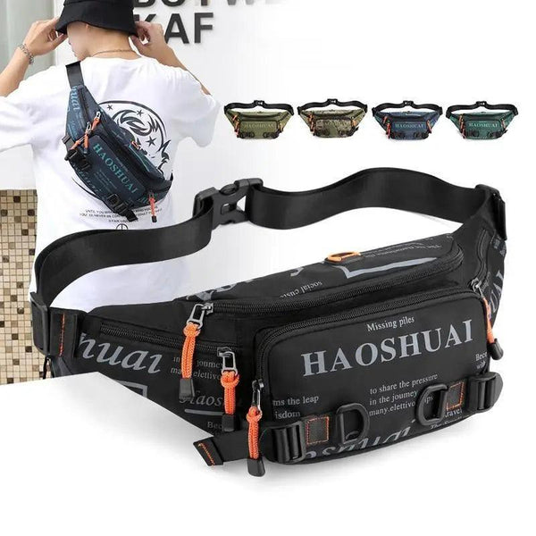 Unisex Stylish Multiple Pockets Fanny Pack Men Waist Packs Travel Adjustable Waist Band Outdoor Portable Modern Fanny Bag
