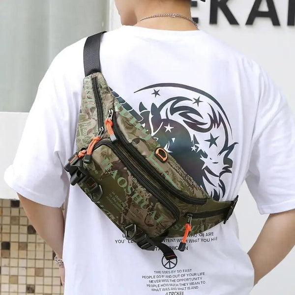 Unisex Stylish Multiple Pockets Fanny Pack Men Waist Packs Travel Adjustable Waist Band Outdoor Portable Modern Fanny Bag