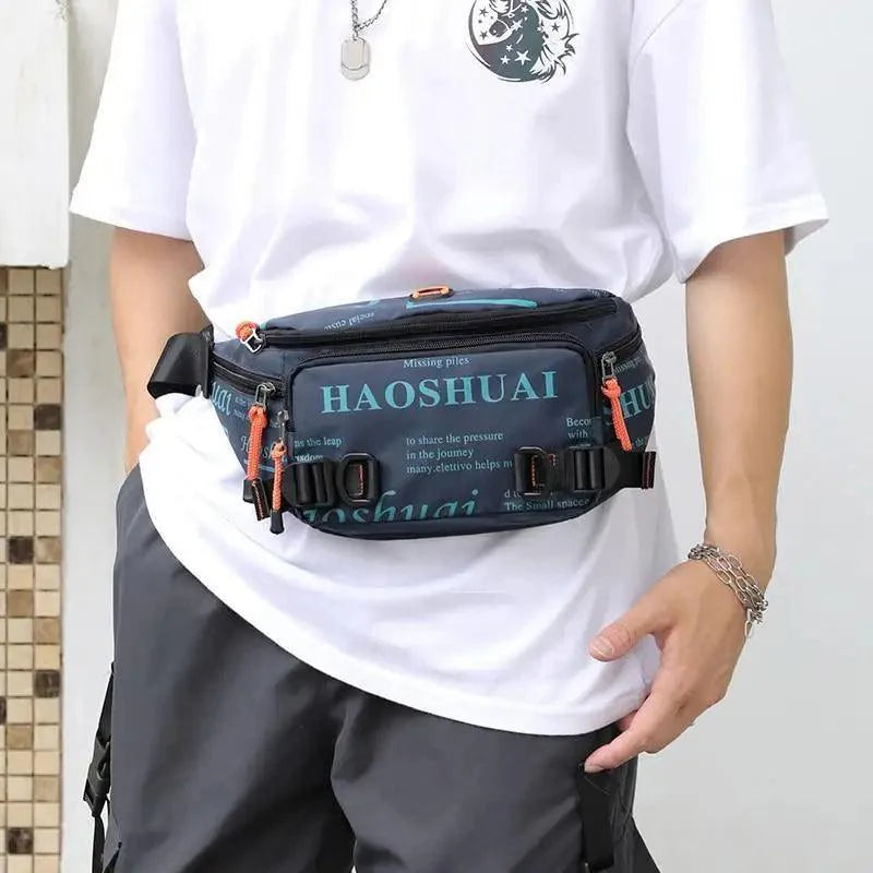 Unisex Stylish Multiple Pockets Fanny Pack Men Waist Packs Travel Adjustable Waist Band Outdoor Portable Modern Fanny Bag