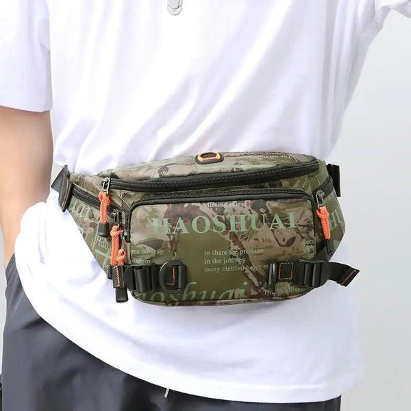 Unisex Stylish Multiple Pockets Fanny Pack Men Waist Packs Travel Adjustable Waist Band Outdoor Portable Modern Fanny Bag