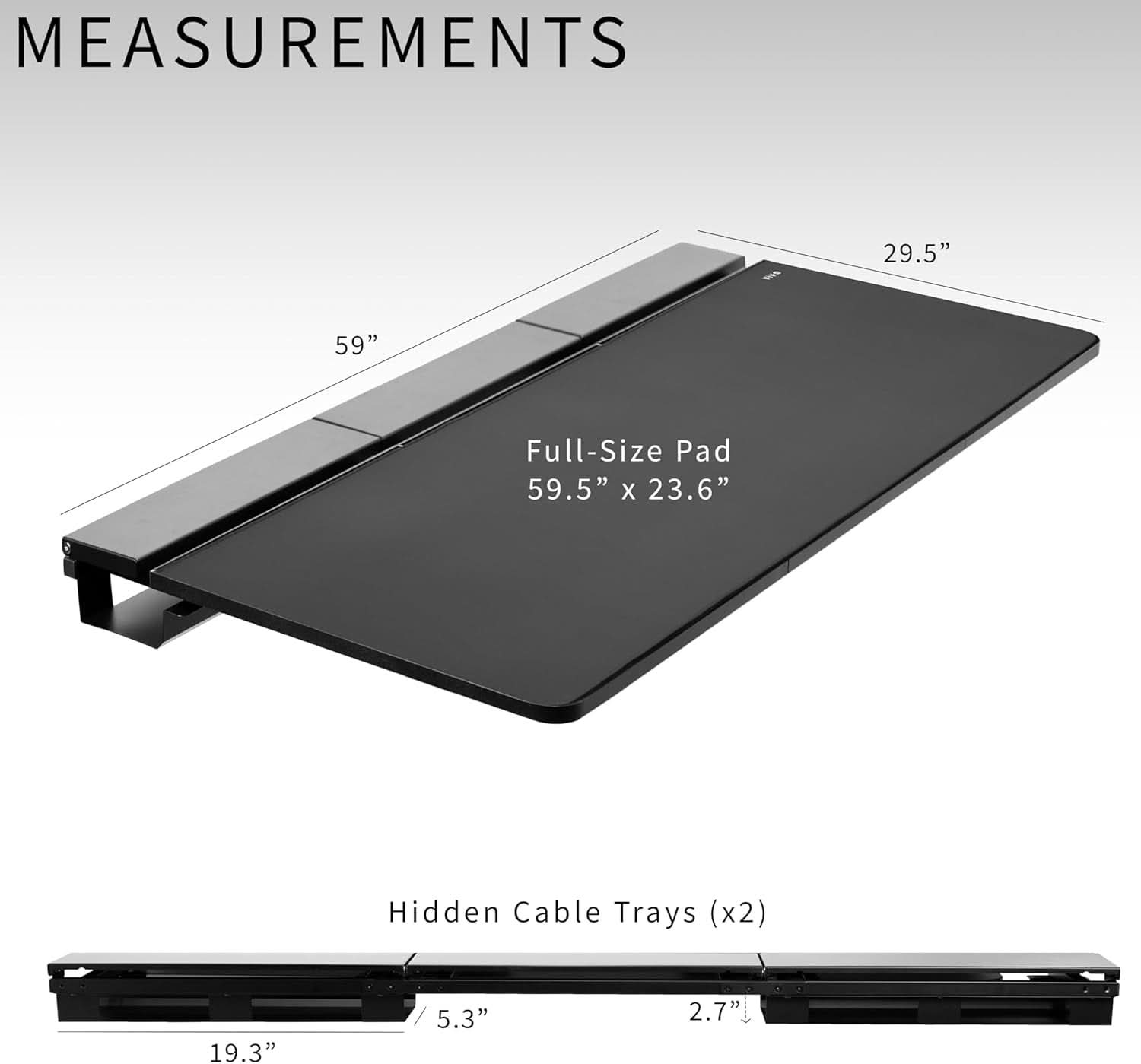 Universal 60 X 30 Inch Black Desk Top With Cable Management