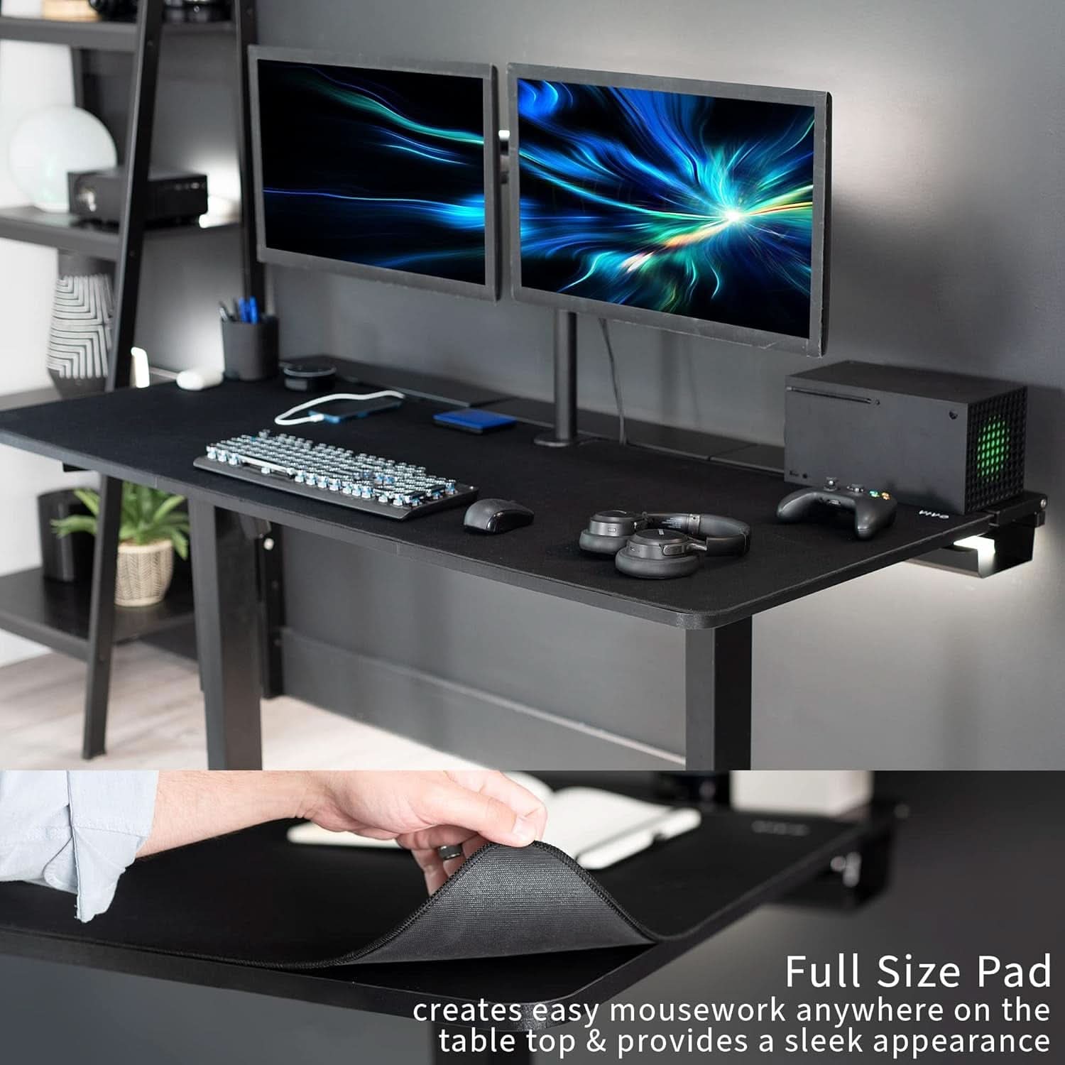 Universal 60 X 30 Inch Black Desk Top With Cable Management