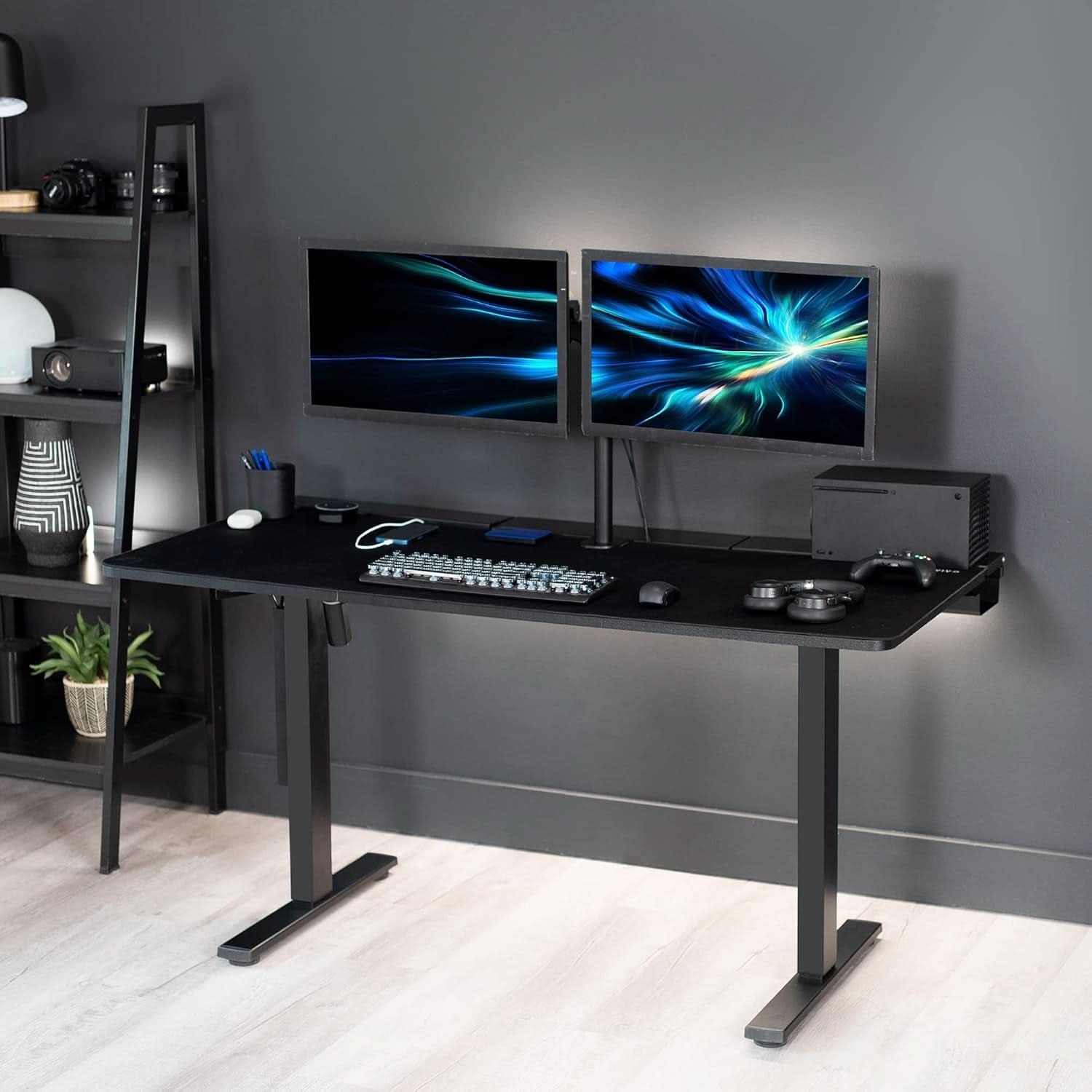 Universal 60 X 30 Inch Black Desk Top With Cable Management