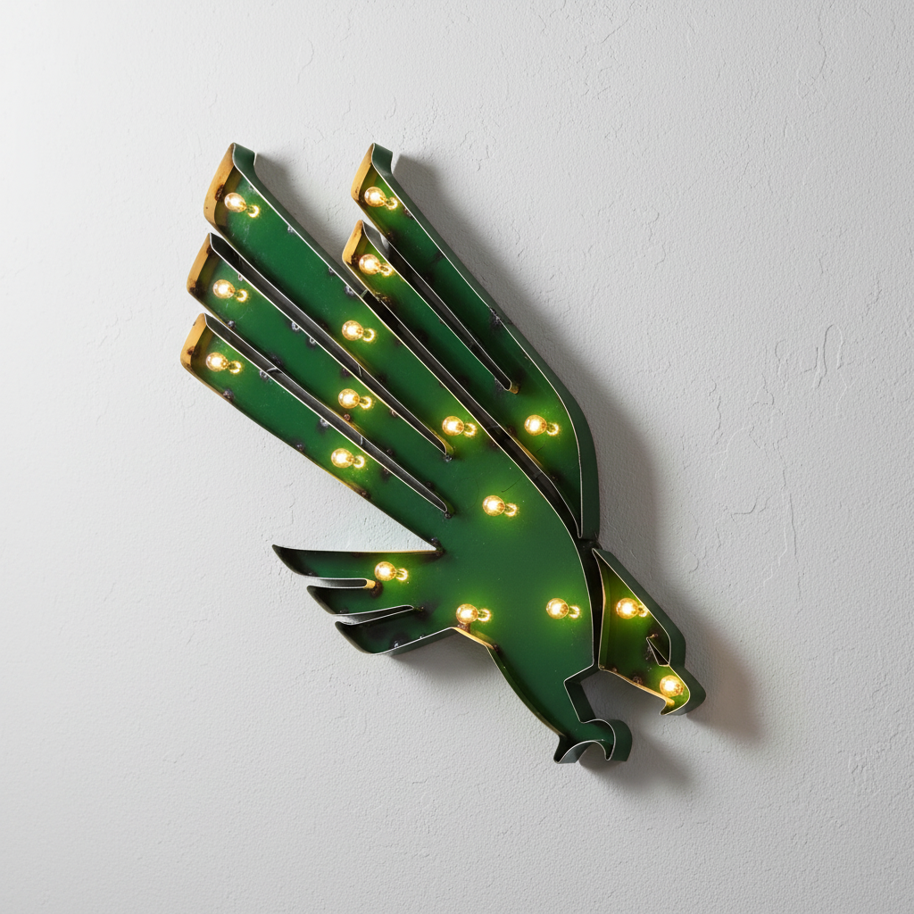 UNT Eagles Lighted Recycled metal wall decor