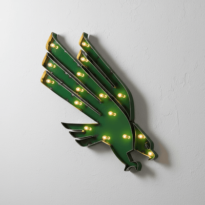 UNT Eagles Lighted Recycled metal wall decor
