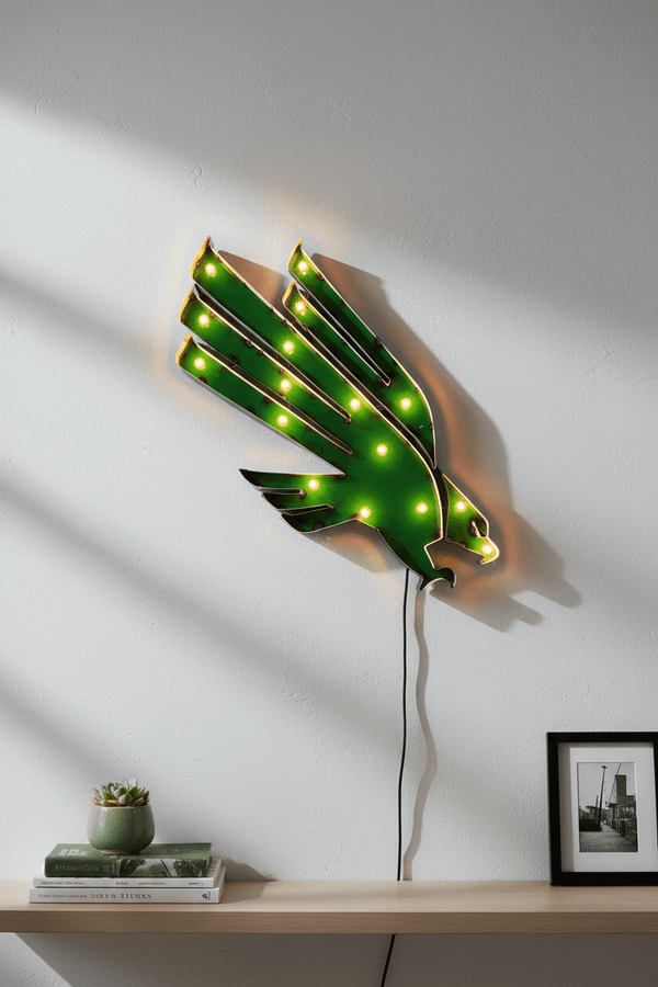 UNT Eagles Lighted Recycled metal wall decor