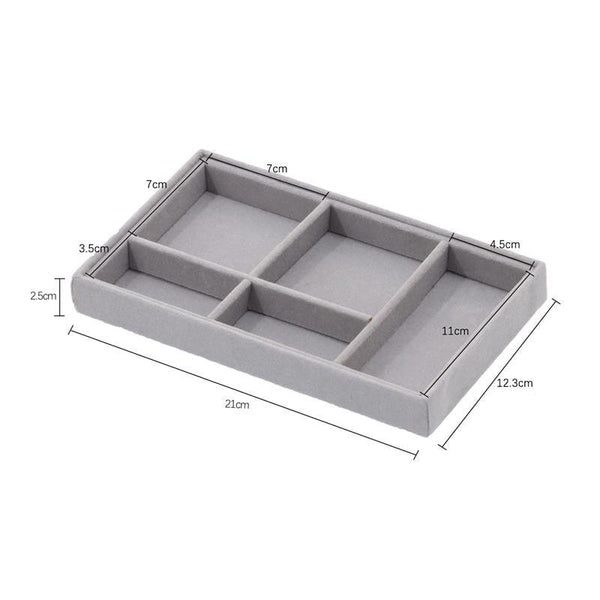 Upgrade Velvet Jewelry Storage Box Necklace Stackable Display Tray Bracelet Earring Organizers Handicrafts Drawer Box Grey Stackable Jewelry Inserts Compartments Velvet Display Storage Box for Necklace