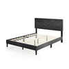 Upholstered Platform Bed with Tufted Headboard and Wooden Slats-Queen Size - Gray