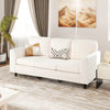 Upholstered Teddy Velvet 3-Seat Sofa with Comfy Back Pillows-White