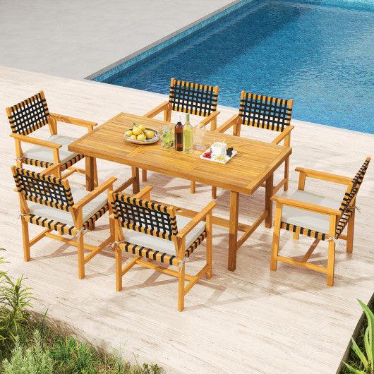 7-Piece Patio Dining Set for 6 People Farmhouse Furniture