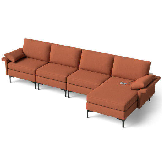 Accent Chair + Side Table + L-Shaped Sectional Sofa /3-Piece Modern Living Room Furniture Set/