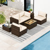 7 Pieces Outdoor Furniture Set with 32 Inch Fire Pit Table and Propane Tank Cover-White
