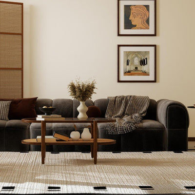 3 Piece Rattan and Wood Living Room Set with Side Table Coffee Table and TV Stand