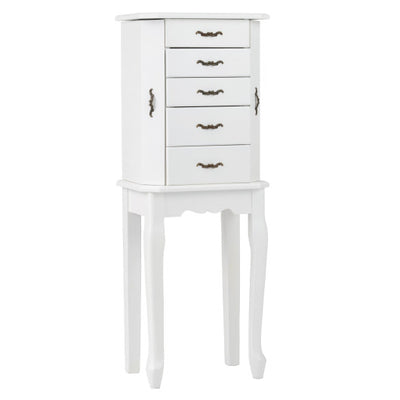 Standing Jewelry Box with 4 Drawers and 2 Side Doors-White