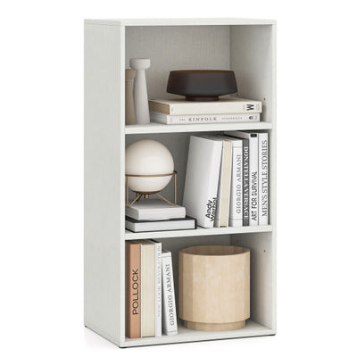 Set of 2 3-Tier Cube Bookcase with Adjustable Shelves for Home Office-White