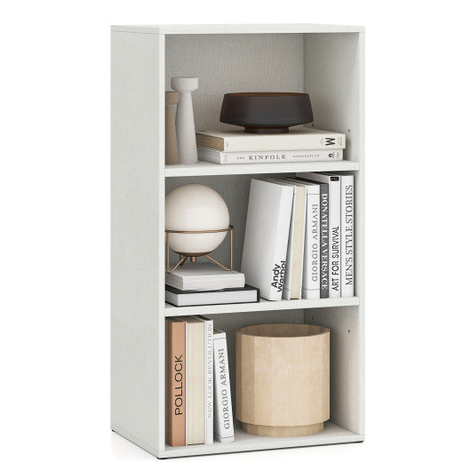 Set of 2 3-Tier Cube Bookcase with Adjustable Shelves for Home Office-White