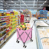 Folding Shopping Utility Cart with Water-Resistant Removable Canvas Bag-Pink