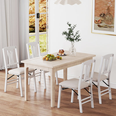 Folding Kitchen Chairs Set of 4 Upholstered Dining Chairs with Comfy Padded Seats-White