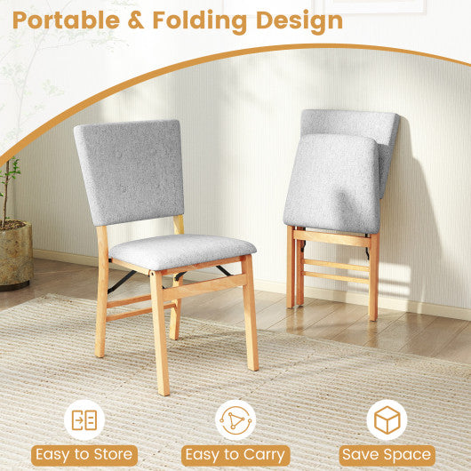 Foldable Dining Chair Set of 4 Armless Kitchen Chair with Padded Seat and Tilt Backrest-Gray