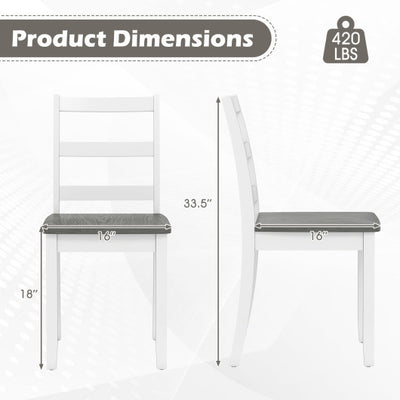 Set of 4 Wood Dining Chairs with Solid Rubber Wood Legs-Gray