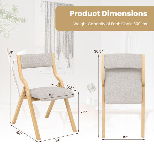 Folding Dining Chair Set of 4 Wooden Upholstered Dining Chairs with Solid Wood Frame