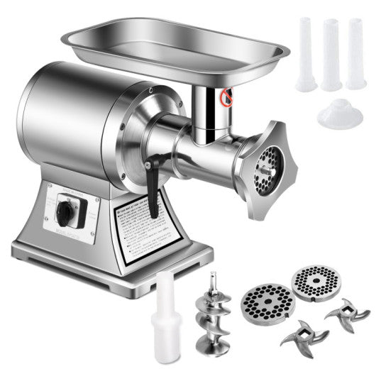 Heavy Duty 1.5HP Commercial Meat Grinder with Reverse High Efficiency and Anti-Clog
