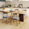 Fabric Upholstered Kitchen Armless Dining Chairs with Rubber Wood Frame Set of 4-Oak