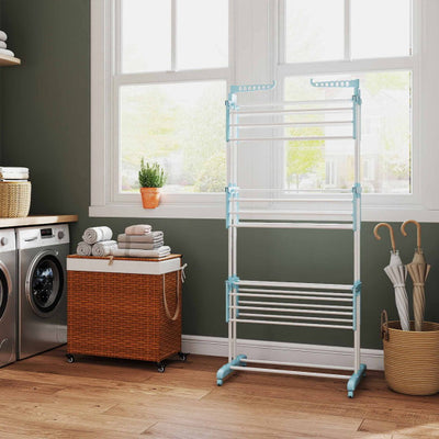 4-tier Clothes Drying Rack + Laundry Hamper with Wheels