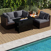 Heavy-duty Frame Rattan Sofa Set with 60000 BTU Firepit Table-Gray