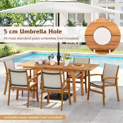 9 Pieces Outdoor Acacia Wood Patio Dining Set for 6-8-Yellow