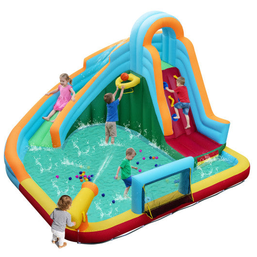 Inflatable Water Slide Park 6-in-1 Giant Bounce House without Blower