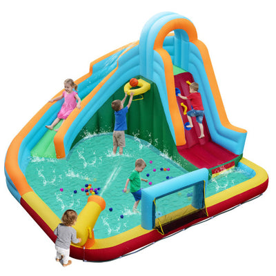 Inflatable Water Slide Park 6-in-1 Giant Bounce House without Blower