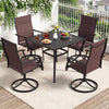 5 Pieces Outdoor Dining Set with 4 Swivel Chairs and 36 Inch Square Patio Table-Brown