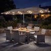 8 Pieces Outdoor Wicker Dining Furniture and 13.5 FT Double-Sided Patio Umbrella-Brown
