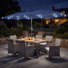 8 Pieces Outdoor Wicker Dining Furniture and 13.5 FT Double-Sided Patio Umbrella-Navy