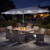 8 Pieces Outdoor Wicker Dining Furniture and 13.5 FT Double-Sided Patio Umbrella-Gray