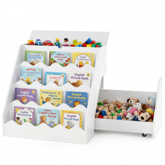 2-In-1 Kids Bookshelf & Toy Storage Organizer-White