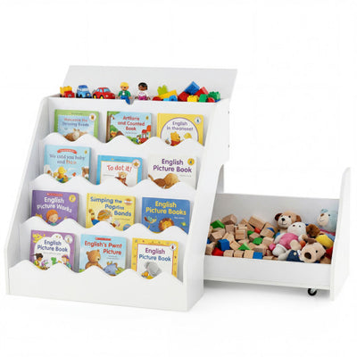 2-In-1 Kids Bookshelf & Toy Storage Organizer-White