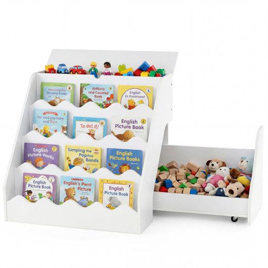 2-In-1 Kids Bookshelf & Toy Storage Organizer-White