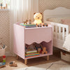 Toddler Scalloped Side Table with Wide Top & Open Compartment-Pink