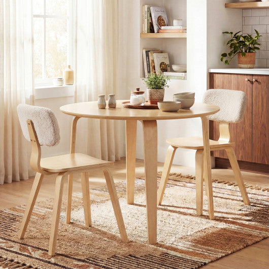 3 Piece Dining Table Set with 2 Padded Dining Chairs and Rubber Wood Table-Natural