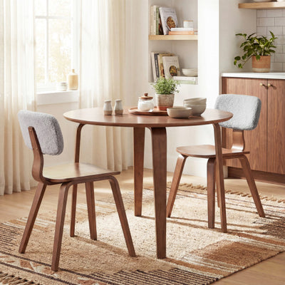 3 Piece Dining Table Set with 2 Padded Dining Chairs and Rubber Wood Table-Walnut & Gray