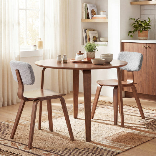 3 Piece Dining Table Set with 2 Padded Dining Chairs and Rubber Wood Table-Walnut & Gray