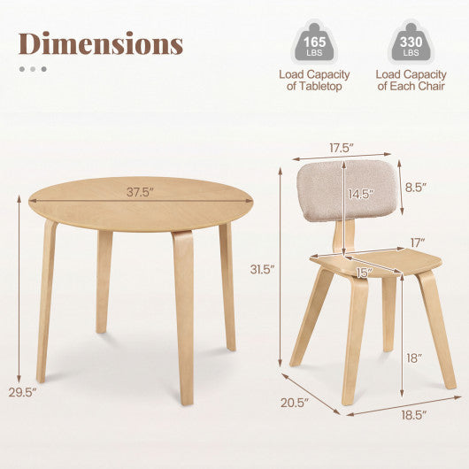 5 Piece Dining Table Set with 4 Padded Dining Chairs and Rubber Wood Table-Natural