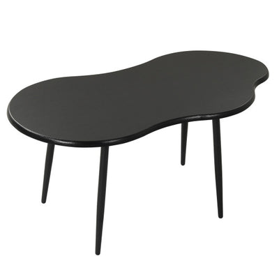 Cloud Shape Coffee Table 39.5 inch Irregular Center Table with Metal Frame-Black