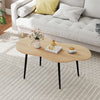 Cloud Shape Coffee Table 39.5 inch Irregular Center Table with Metal Frame-Natural