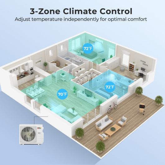 X-Pro 35000 BTU 3 Zone 22.5 SEER2 Mini Split AC with Heat Pump-9K + 12K + 18K