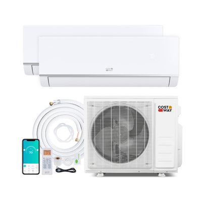 Blast Pro 28000 BTU 2 Zone 23 SEER2 Mini Split AC with Heat Pump-12K + 18K
