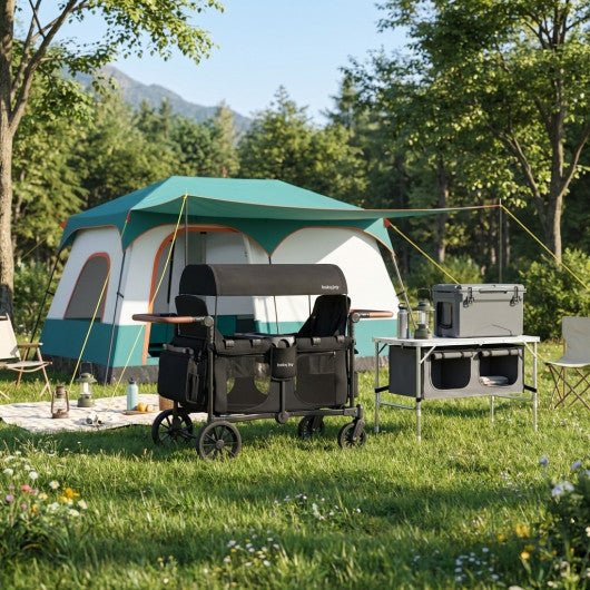 4-in-1 Family Camping Gear Set: Wagon Camping Table Cooler and Camping Tent